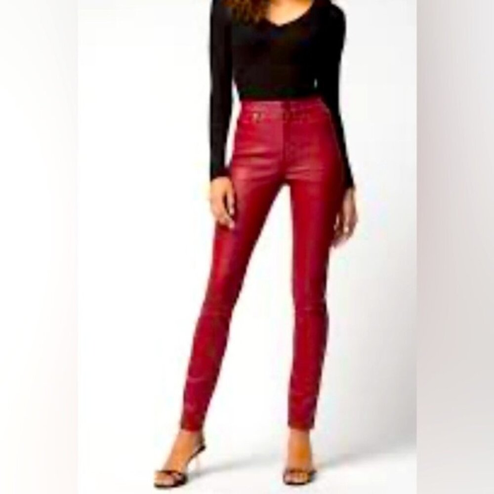 WHBM Red High Rise Skinny Coated Jeans Size 10 NWT